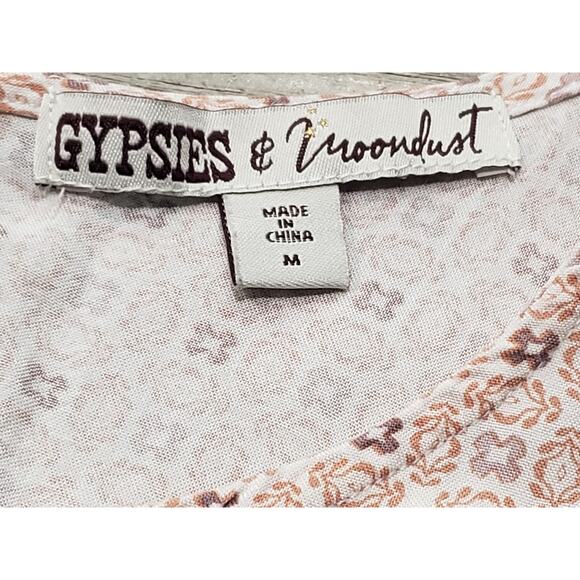 Gypsies & Moondust Floral Print Back Cut Out Sleeveless Tunic Shirt Top - Picture 4 of 8